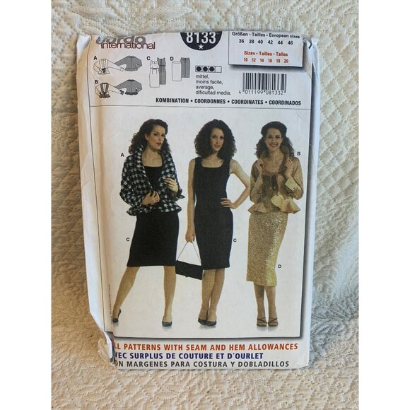 Burda Misses Dress Skirt Jacket Sewing Pattern sz 10-20 8133 - uncut - Picture 4 of 9
